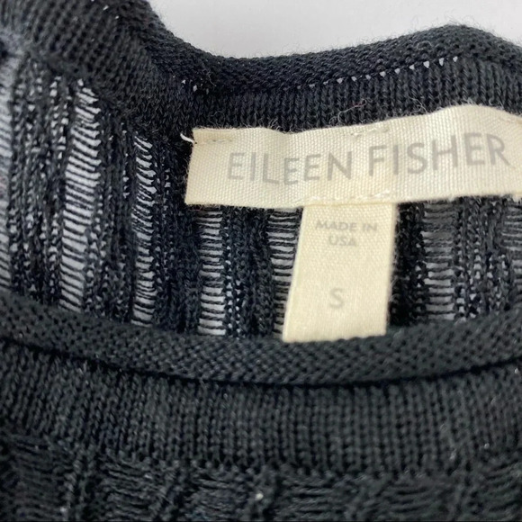 Eileen Fisher Women's Small Black Semi-Sheer Knit Sweater Short Sleeve - Picture 7 of 7